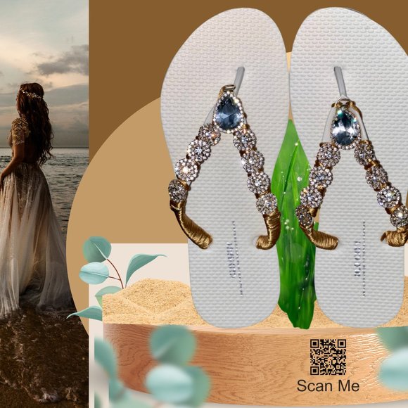 Crystal Beach Flip Flops/sandals, Rhinestone Bling Shoes Size 5 1/2- 6 Old Navy - Picture 7 of 15